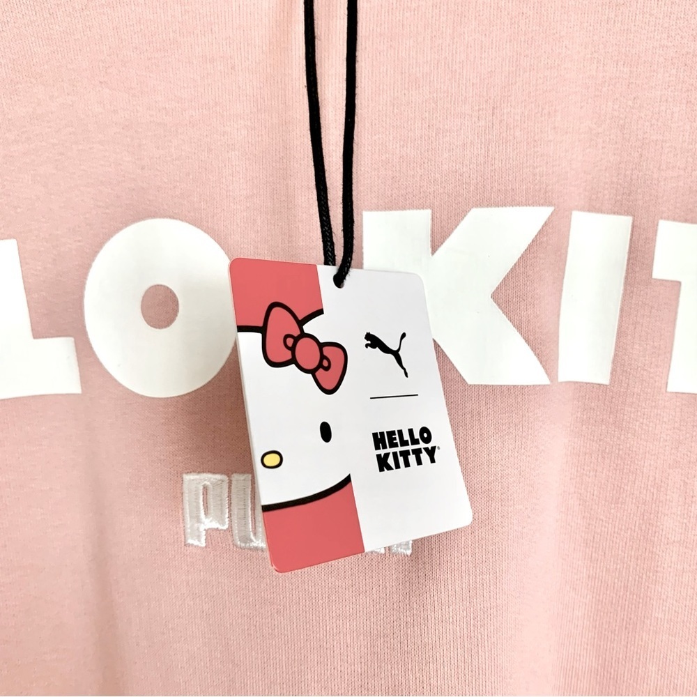 🎀 Hello Kitty x PUMA Pink White Text Graphic Sweatshirt - Picture 12 of 12